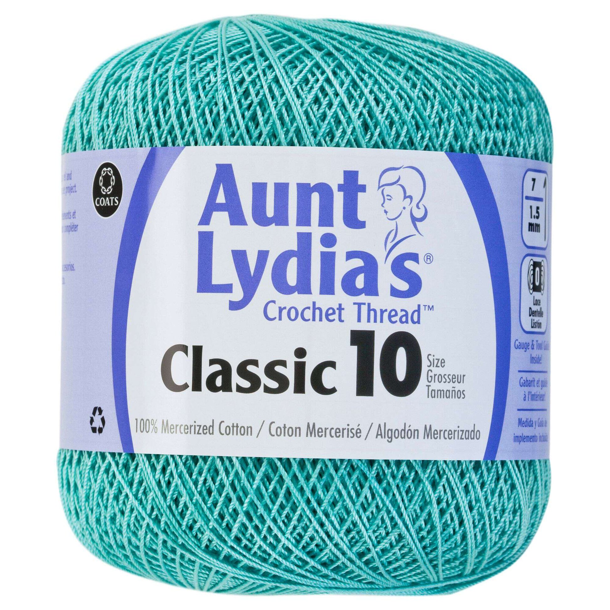 Aunt Lydia's Classic Crochet Thread Size 10 - Clearance shades Aqua