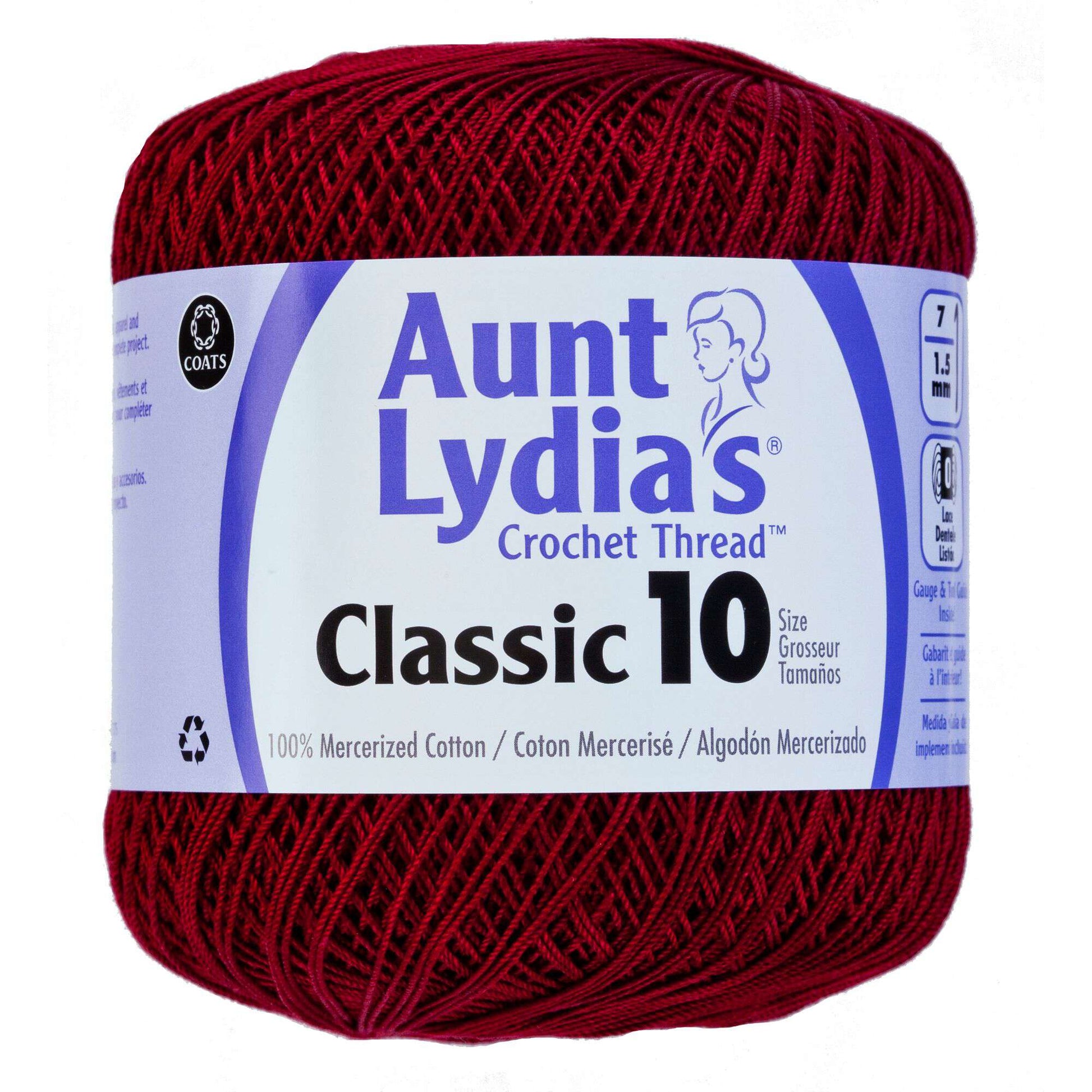 Aunt Lydia's Classic Crochet Thread Size 10 - Clearance shades Burgundy