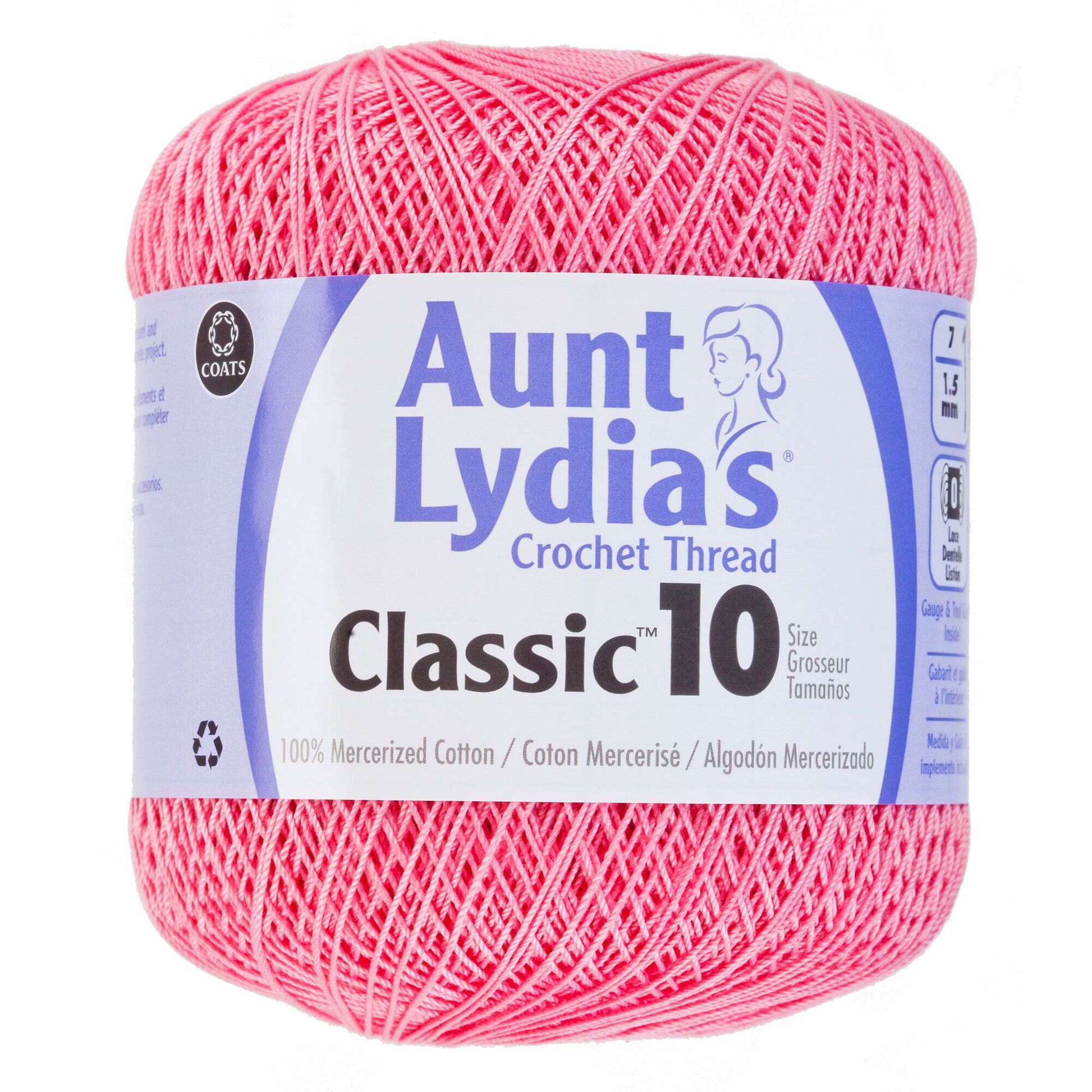 Aunt Lydia's Classic Crochet Thread Size 10 - Clearance shades French Rose
