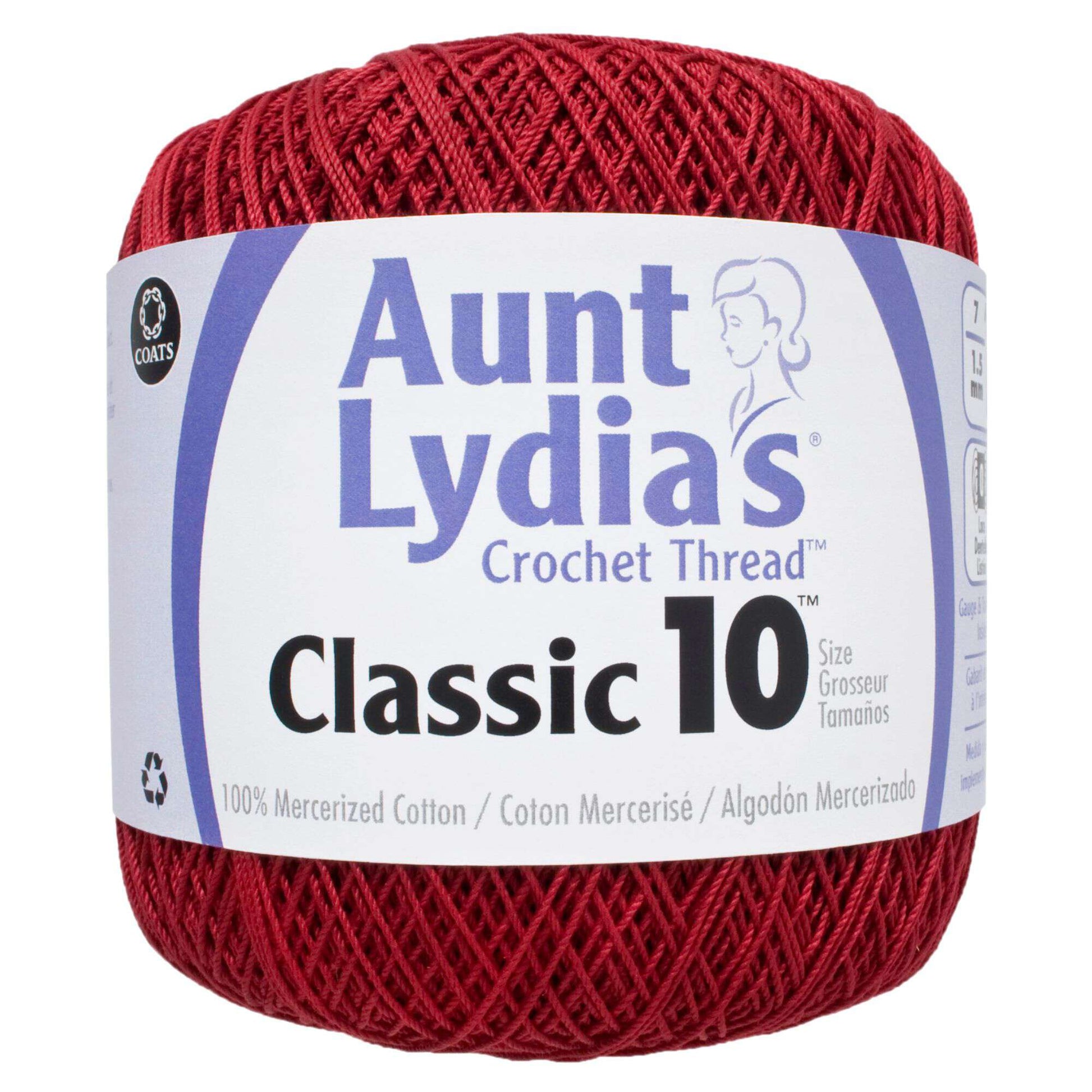 Aunt Lydia's Classic Crochet Thread Size 10 - Clearance shades Victory Red