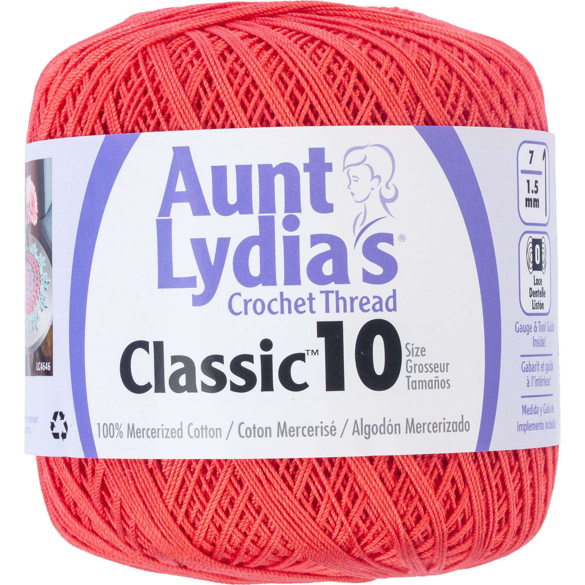 Aunt Lydia's Classic Crochet Thread Size 10 - Clearance shades Bright Coral