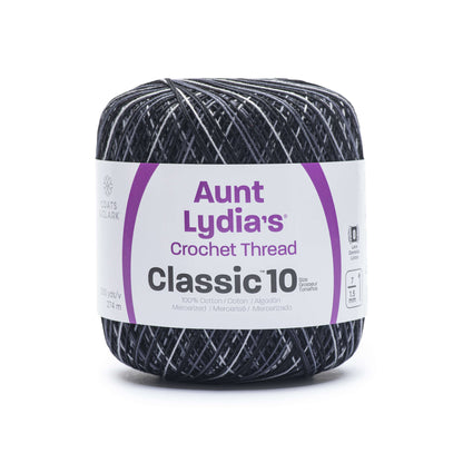 Aunt Lydia's Classic Crochet Thread Size 10 - Clearance shades Black Pinstripes