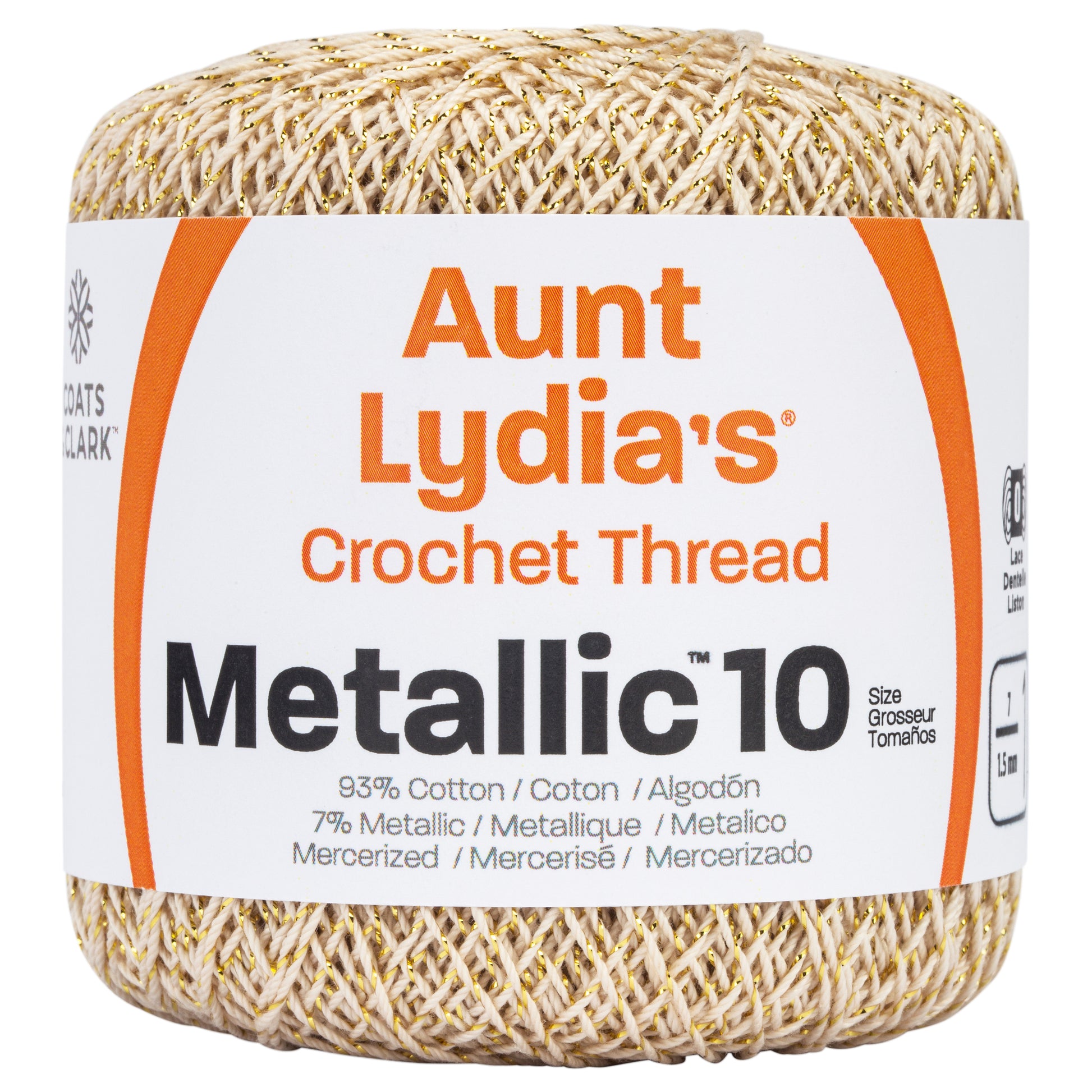 Aunt Lydia's Metallic Crochet Thread Size 10 Silver & Silver
