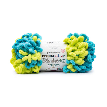Bernat Alize Blanket-EZ Stripes Yarn - Discontinued Shades Limeade