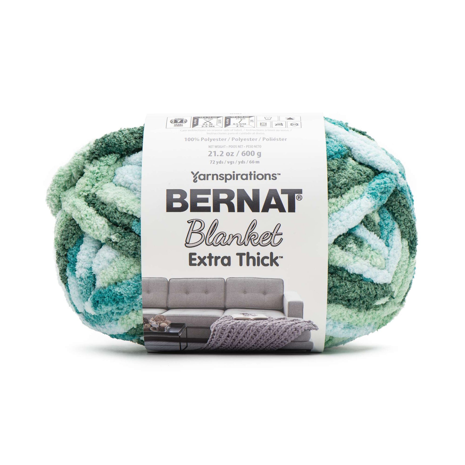 Bernat Blanket Extra Thick Crochet Yarn in Blue Mist | Size: 600g/21.2oz | Pattern: Crochet | by Yarnspirations