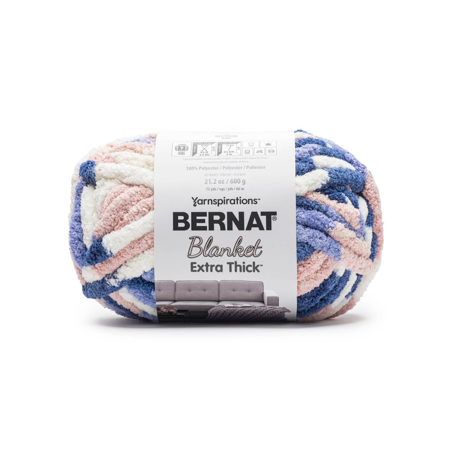 Bernat Blanket Extra Thick Yarn (600g/21.2oz) - Discontinued Shades Blueberry Peach