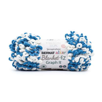 Bernat Alize Blanket-EZ Graph It Yarn - Discontinued Shades Sea Blue Cream