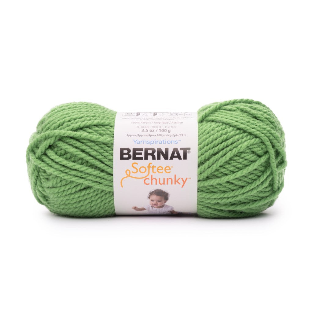 2 Softee Chunky Yarn by Bernat, Dark Green 161128,3.5 oz/100g