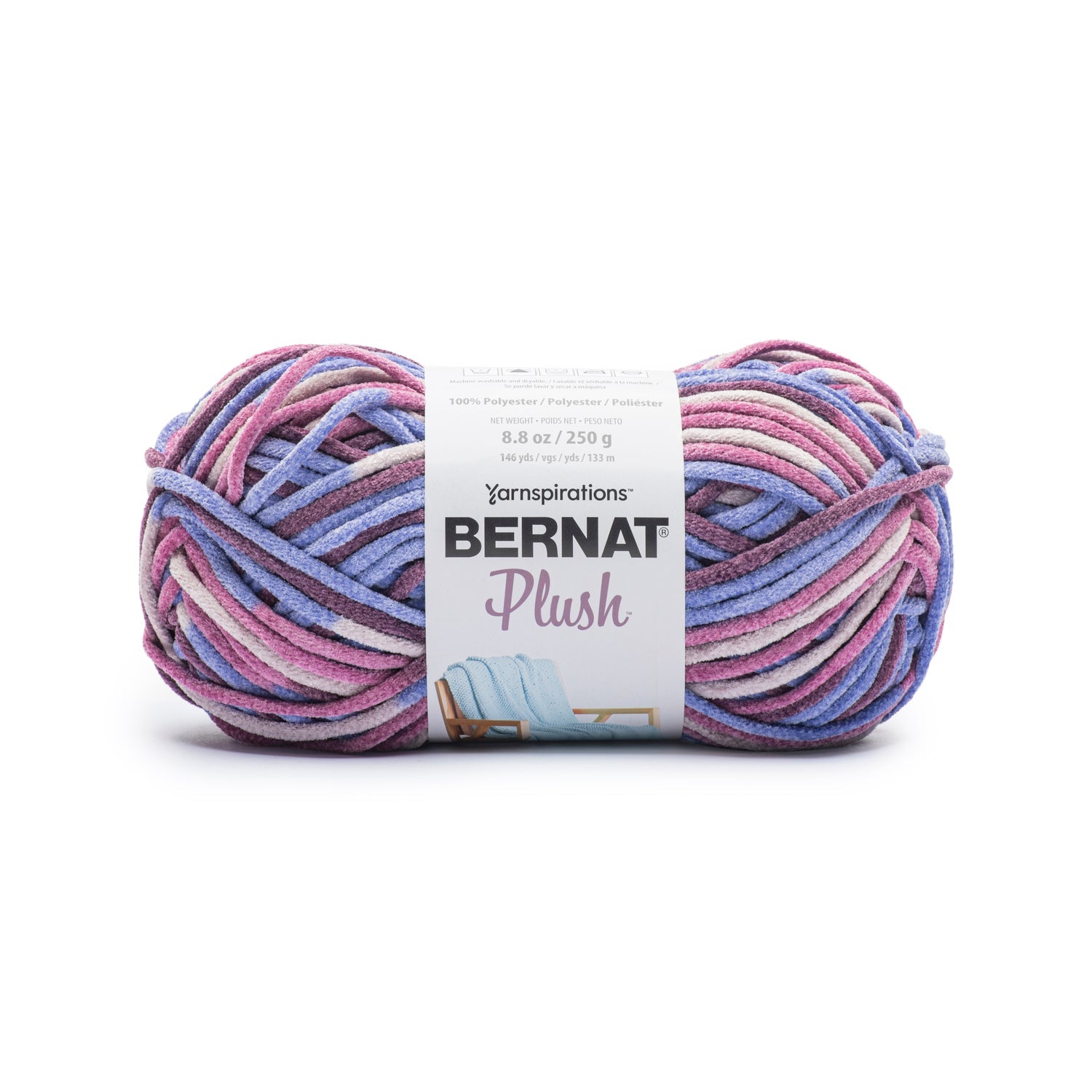 Bernat Plush Knitting Yarn in Ocean Break | Size: 250gr/8.8oz | Pattern: Knit | by Yarnspirations