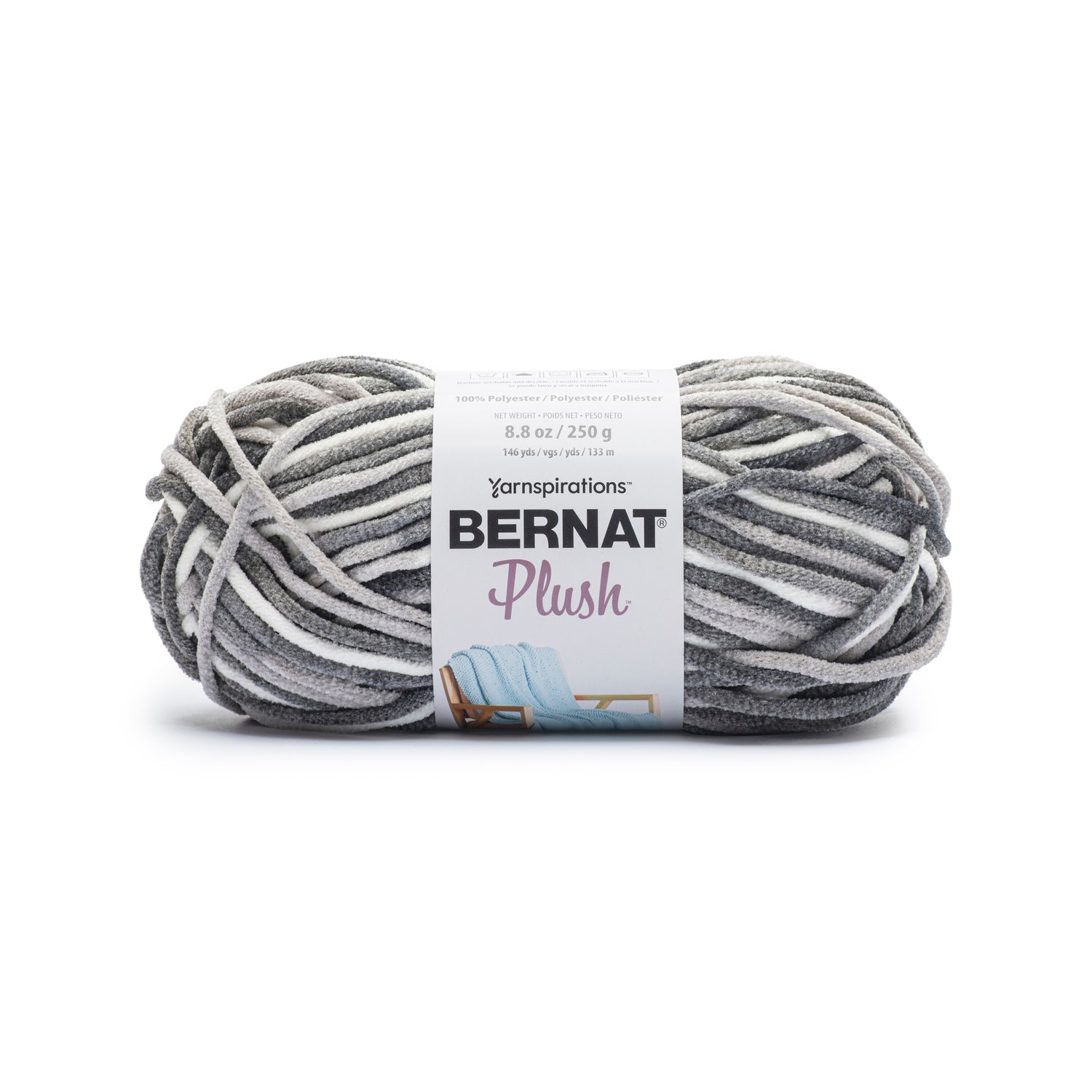 Bernat Plush Yarn (250gr/8.8oz) Soft Grays