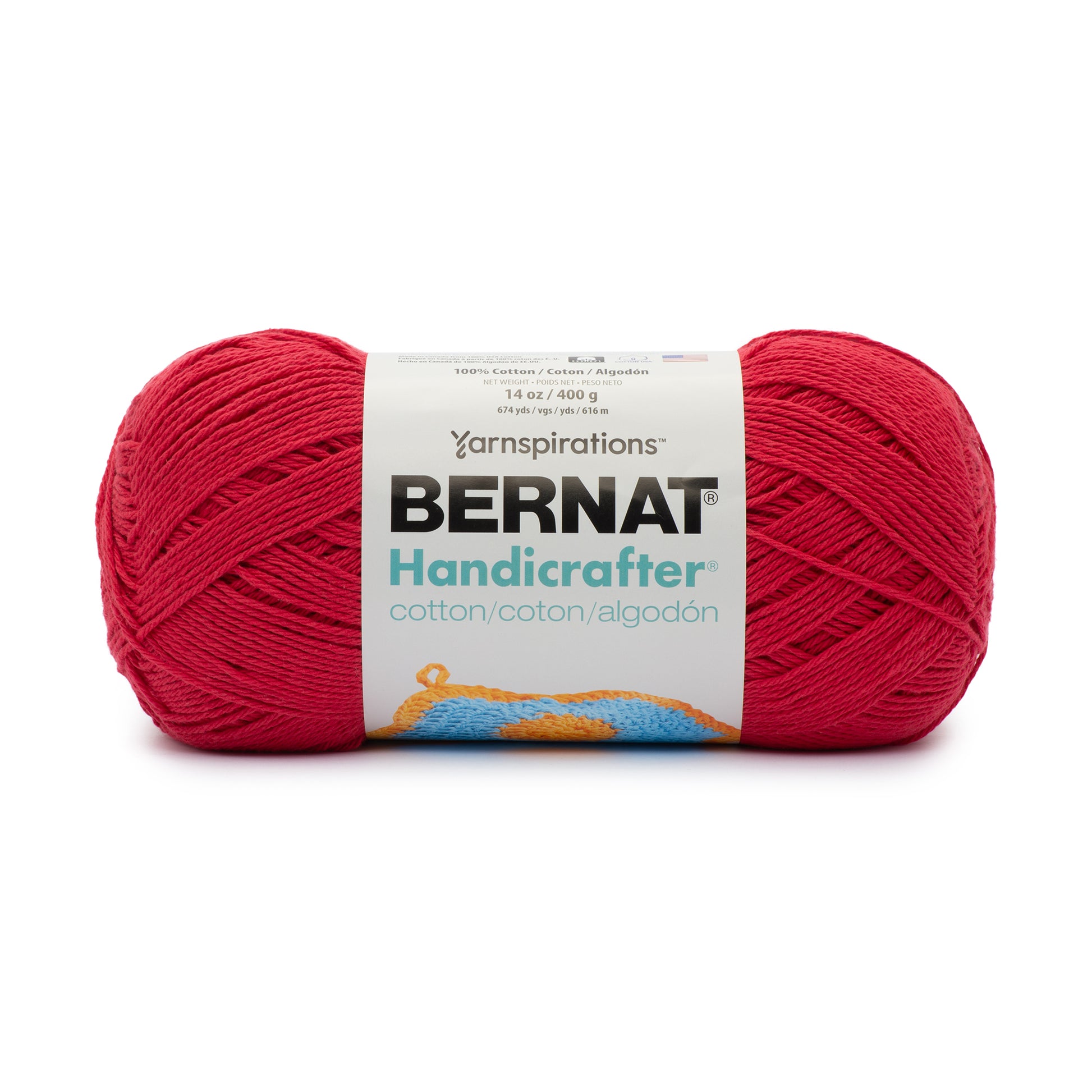 Bernat Handicrafter DeLux Cotton Yarn, Poppy Red