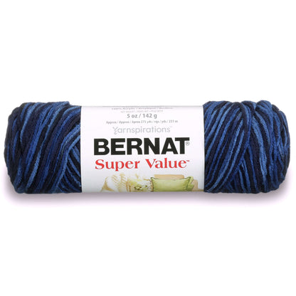 Bernat Super Value Variegates Yarn - Discontinued Shades Denim Ombre