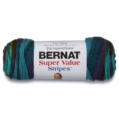 Bernat Super Value Stripes Yarn - Discontinued Shades Jungle Green Stripes