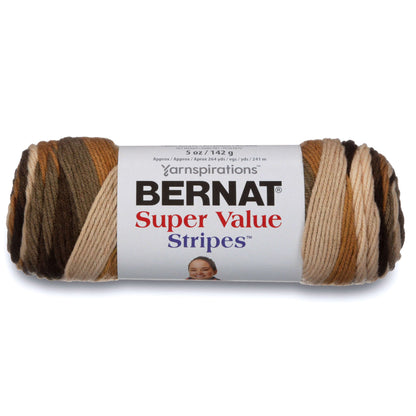 Bernat Super Value Stripes Yarn - Clearance Shades Beachwood Stripes