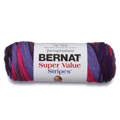 Bernat Super Value Stripes Yarn - Discontinued Shades Wild Berry Stripes