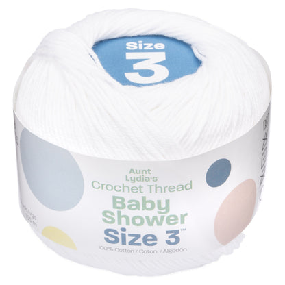 Aunt Lydia's Baby Shower Crochet Thread Size 3 - Clearance Shades White
