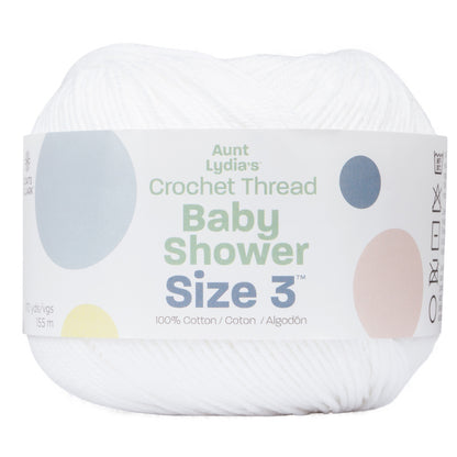 Aunt Lydia's Baby Shower Crochet Thread Size 3 - Clearance Shades White