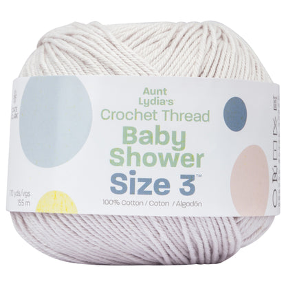 Aunt Lydia's Baby Shower Crochet Thread Size 3 - Clearance Shades Silver