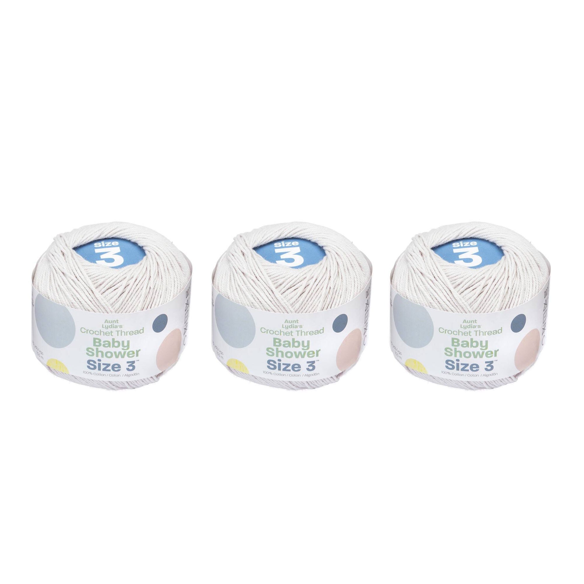 Aunt Lydia's Baby Shower Crochet Thread Size 3 (3 Pack) Silver