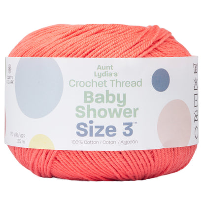 Aunt Lydia's Baby Shower Crochet Thread Size 3 - Clearance Shades Flamingo