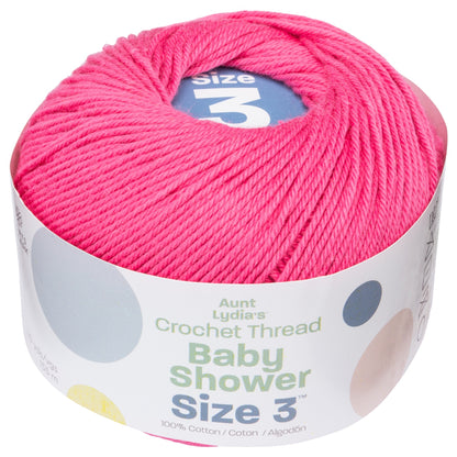 Aunt Lydia's Baby Shower Crochet Thread Size 3 - Clearance Shades Hot Pink