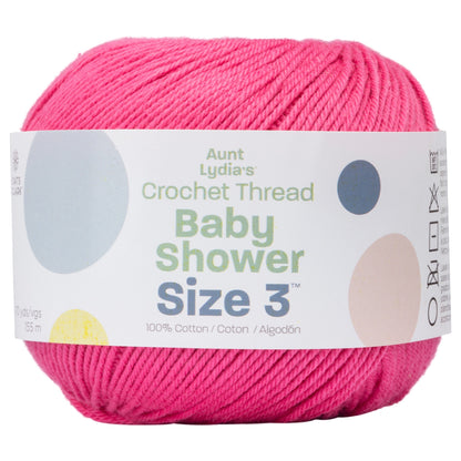 Aunt Lydia's Baby Shower Crochet Thread Size 3 - Clearance Shades Hot Pink