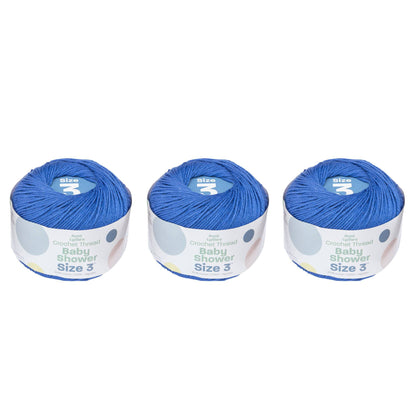 Aunt Lydia's Baby Shower Crochet Thread Size 3 (3 Pack) Crayon Blue