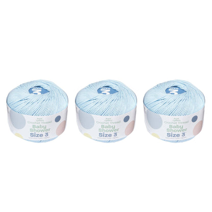 Aunt Lydia's Baby Shower Crochet Thread Size 3 (3 Pack) Icy Blue