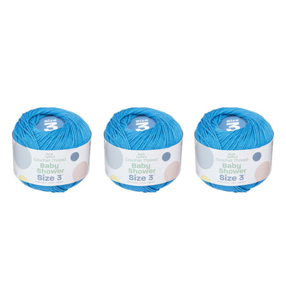 Aunt Lydia's Baby Shower Crochet Thread Size 3 (3 Pack) Blue Hawaii