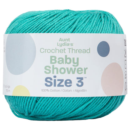 Aunt Lydia's Baby Shower Crochet Thread Size 3 - Clearance Shades Ming Teal