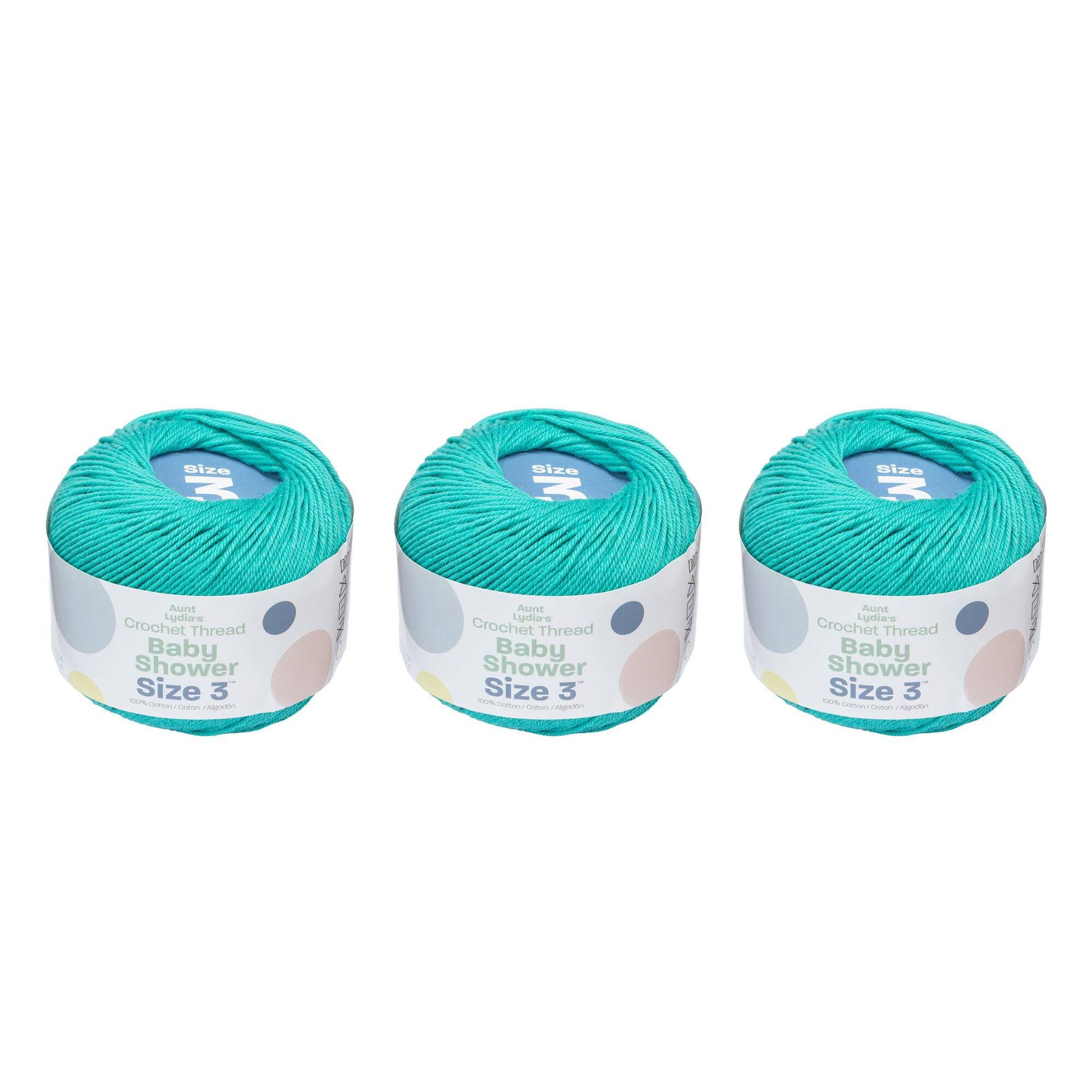 Aunt Lydia's Baby Shower Crochet Thread Size 3 (3 Pack) Ming Teal