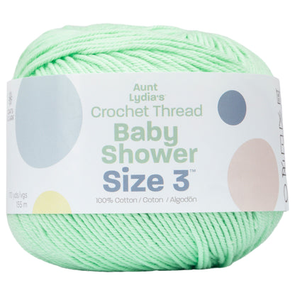 Aunt Lydia's Baby Shower Crochet Thread Size 3 - Clearance Shades Bright Mint