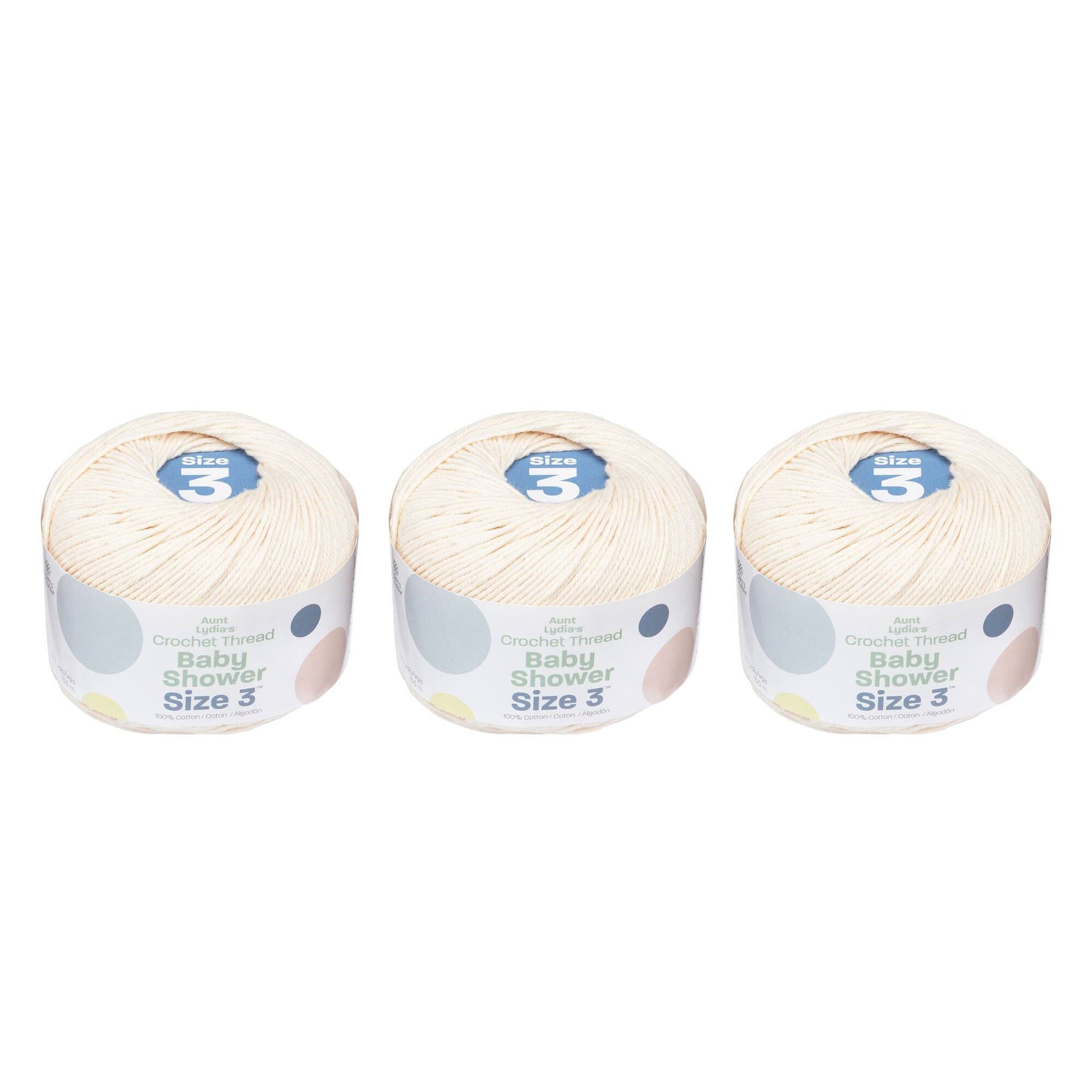 Aunt Lydia's Baby Shower Crochet Thread Size 3 (3 Pack) Natural