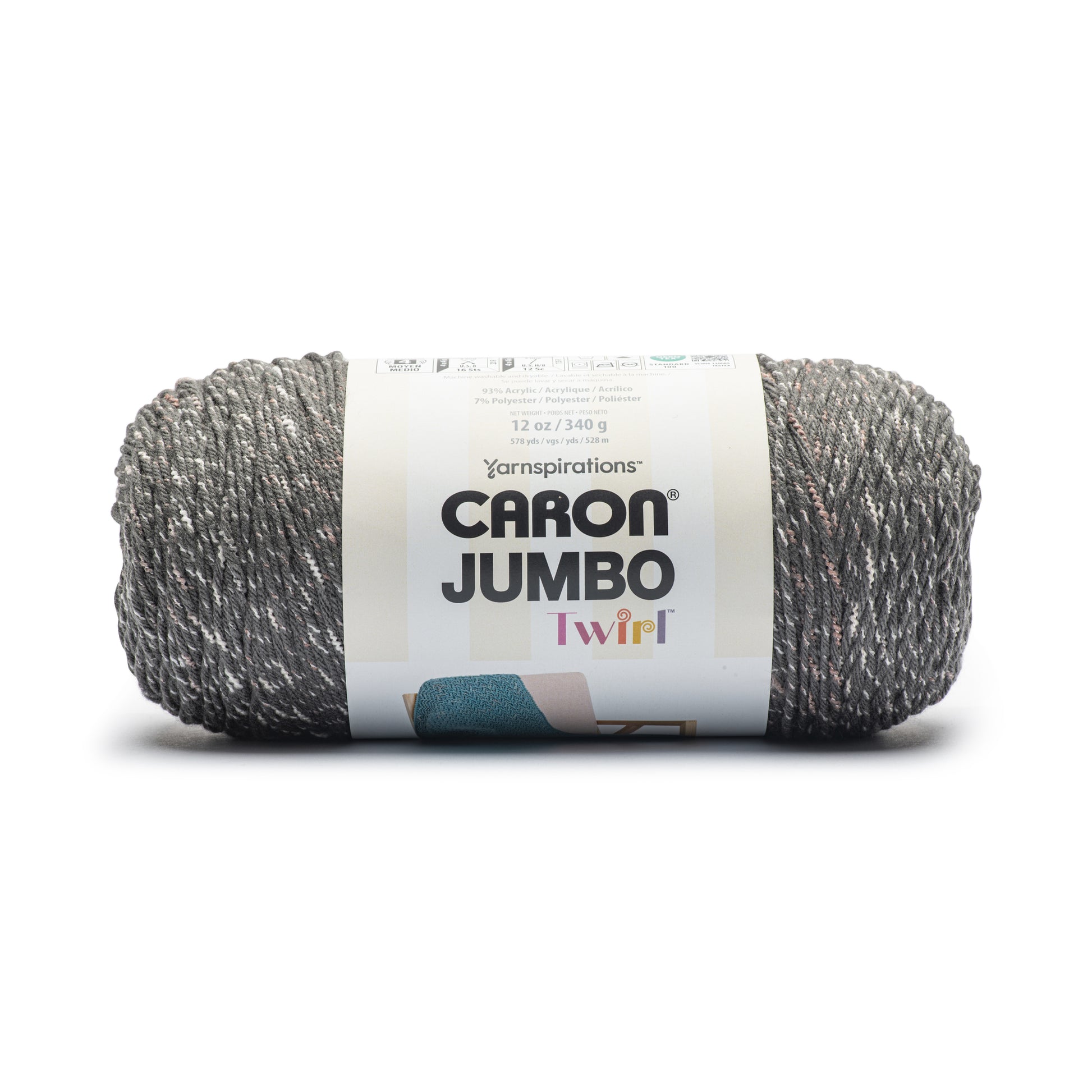 Caron Jumbo Twirl Yarn (340g/12oz) Medium Gray Ribbon