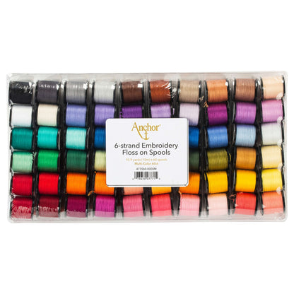 Anchor Embroidery Floss on Spools, 60 Pack Multicolor