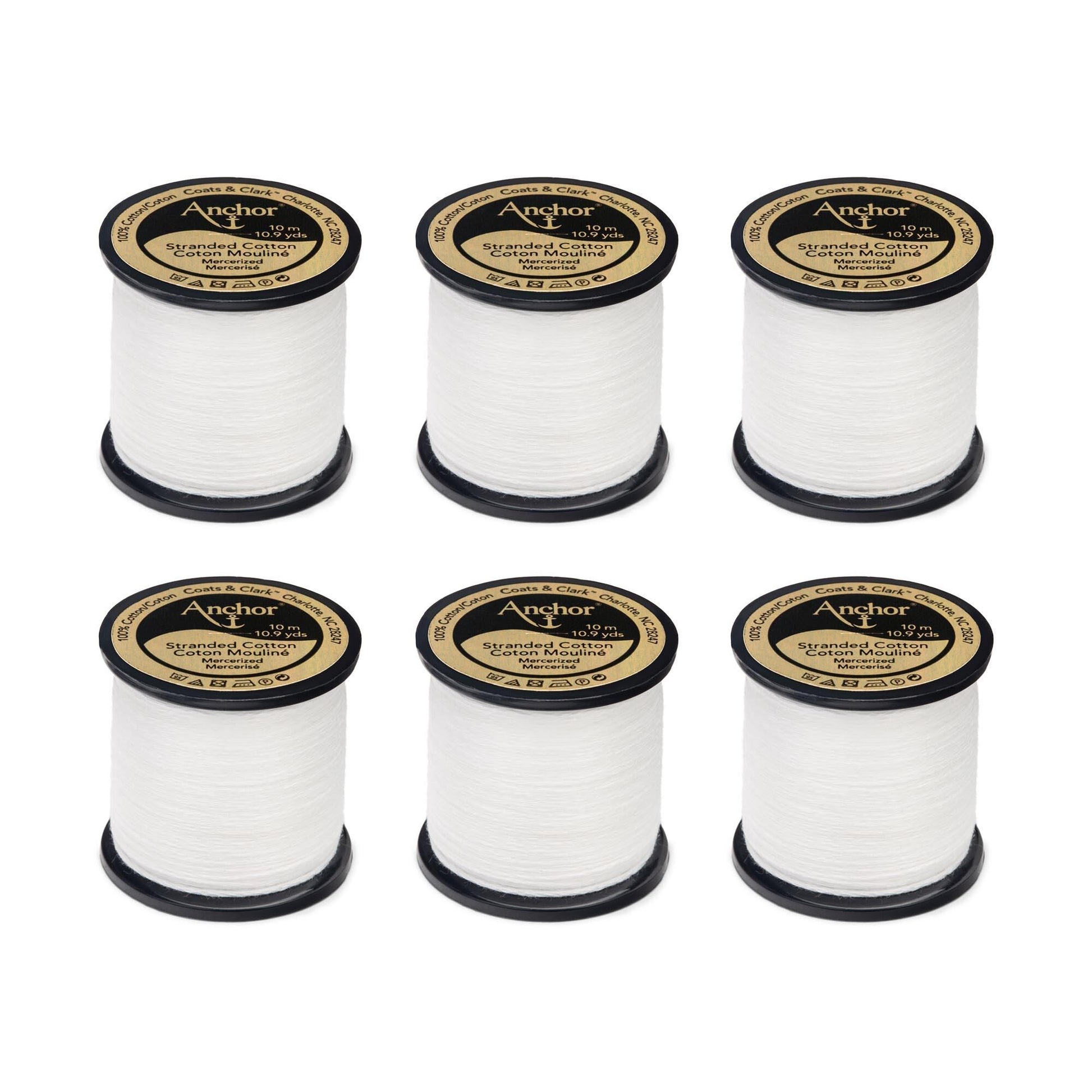 Anchor Spooled Floss 10 Meters (6 Pack) 0002 White