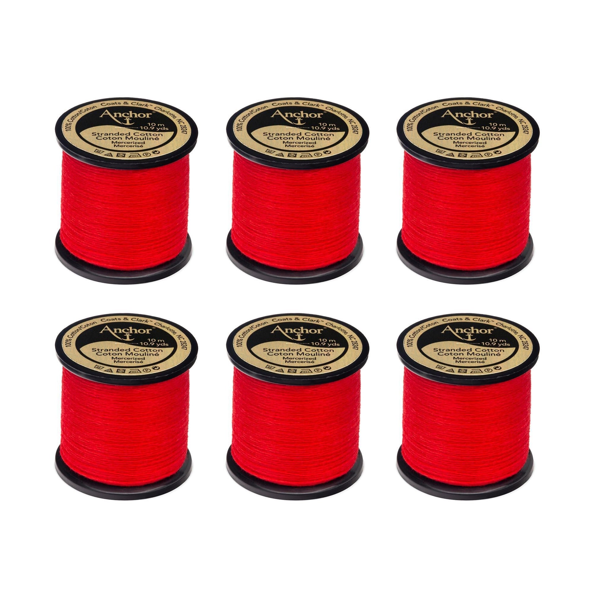 Anchor Spooled Floss 10 Meters (6 Pack) 0046 Crimson Red