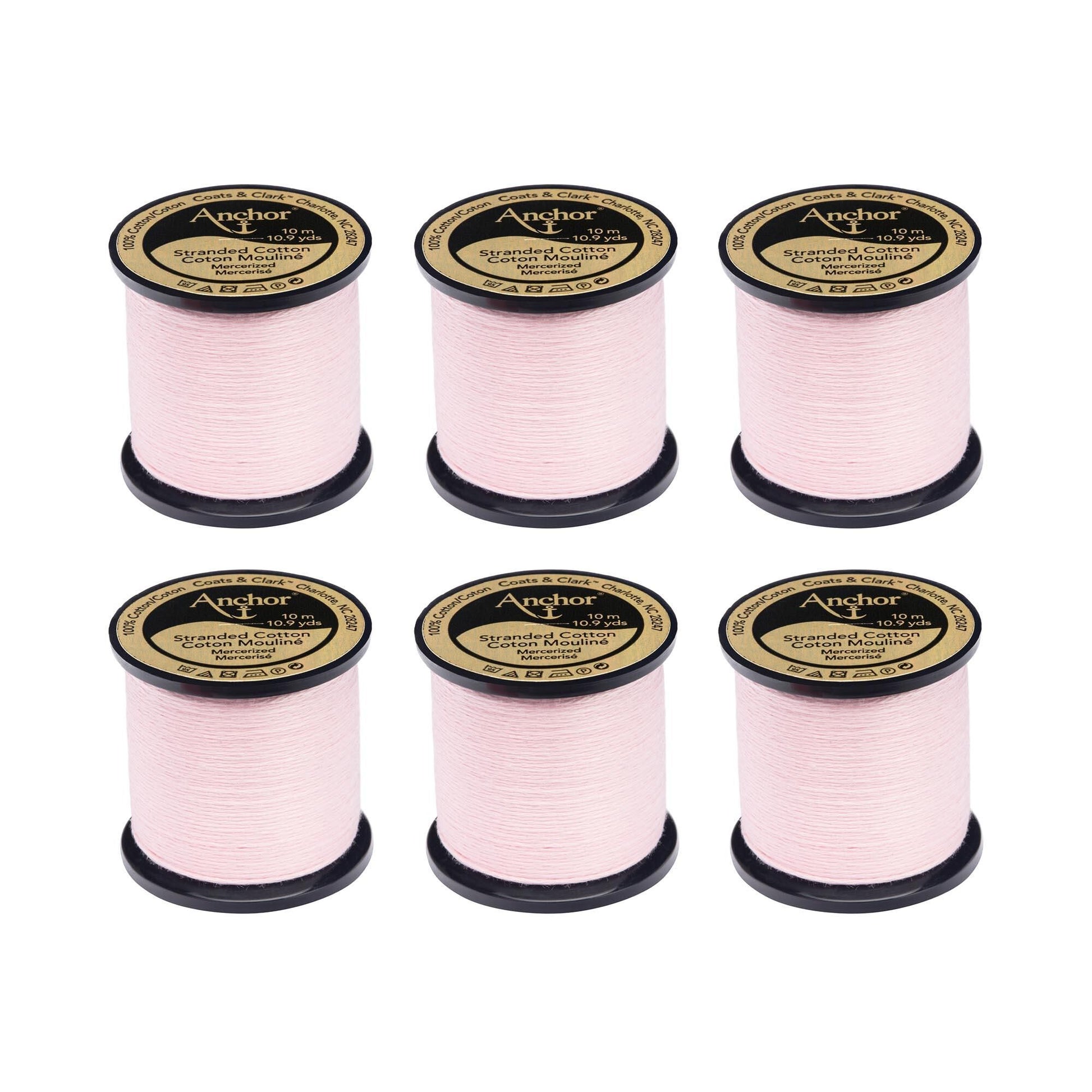 Anchor Spooled Floss 10 Meters (6 Pack) 0048 China Rose Very Light