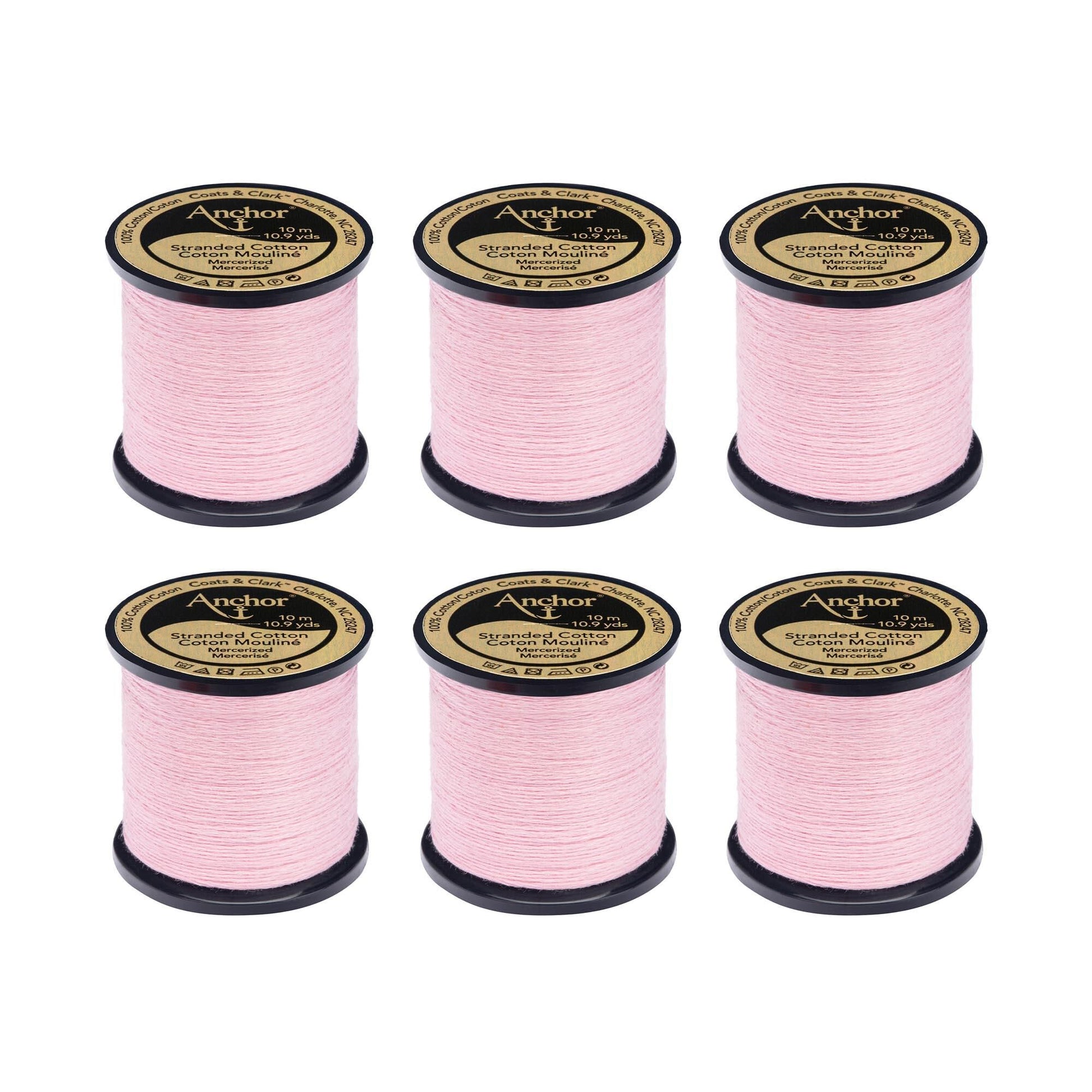 Anchor Spooled Floss 10 Meters (6 Pack) 0049 China Rose Light