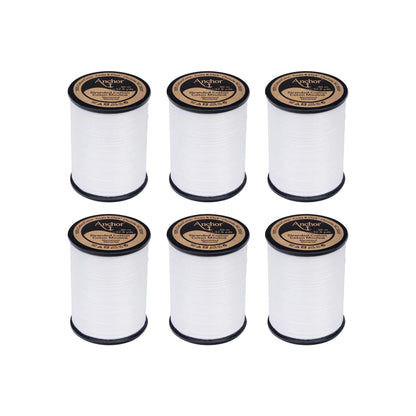 Anchor Spooled Cotton 30 Meters (6 Pack) 0001 Snow White