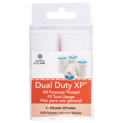Coats & Clark Dual Duty XP All Purpose Sewing Thread, 4 Spools - Clearance Shades White