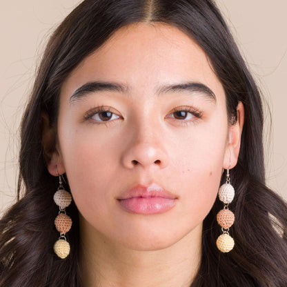 Aunt Lydia’s Crochet Three Sphere Earrings Crochet Earrings made in Aunt Lydia's Classic Crochet Thread