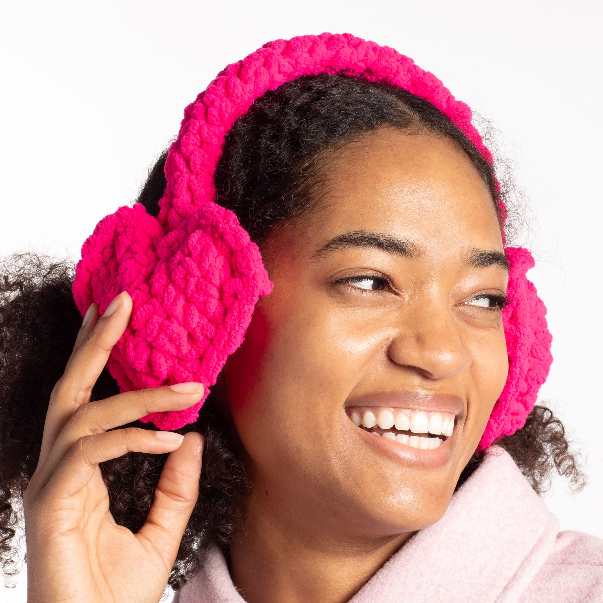 Free Easy Bernat Winter Love Earmuffs Crochet Pattern | Yarnspirations