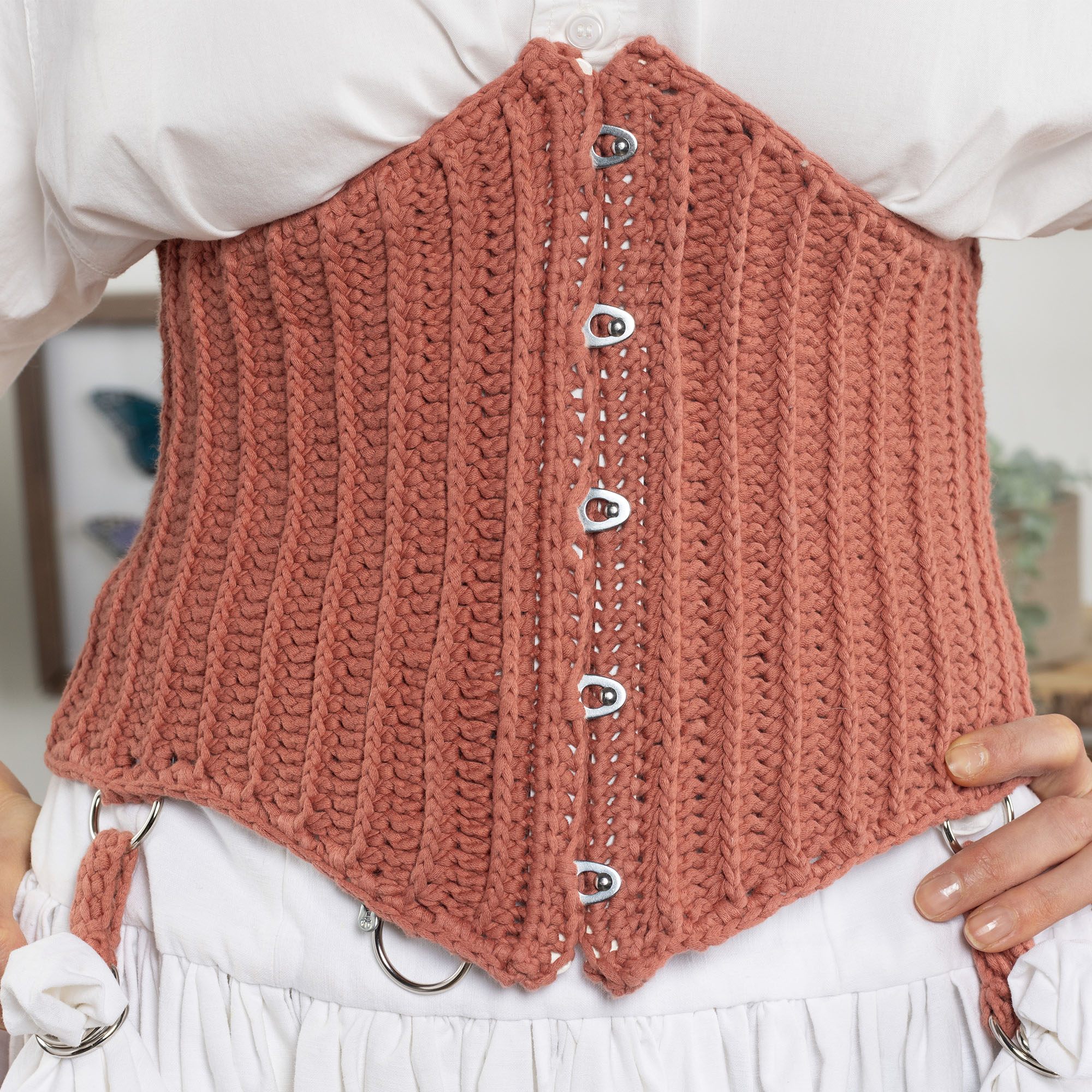 Free Bernat Crochet Corset Belt Pattern | Yarnspirations Free Bernat Crochet Corset Belt Pattern | Yarnspirations