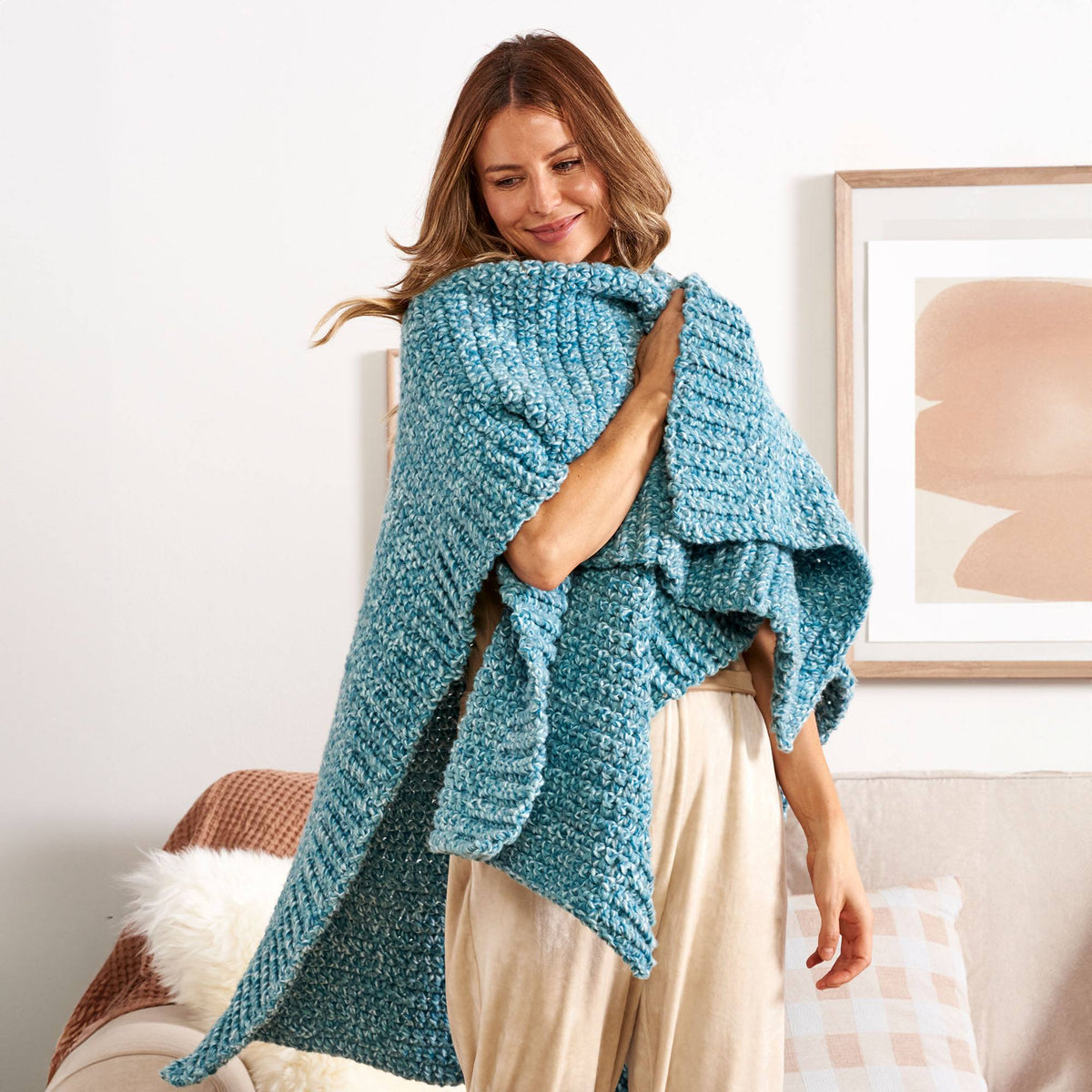 Crochet Wrap made in Bernat Forever Fleece Yarn