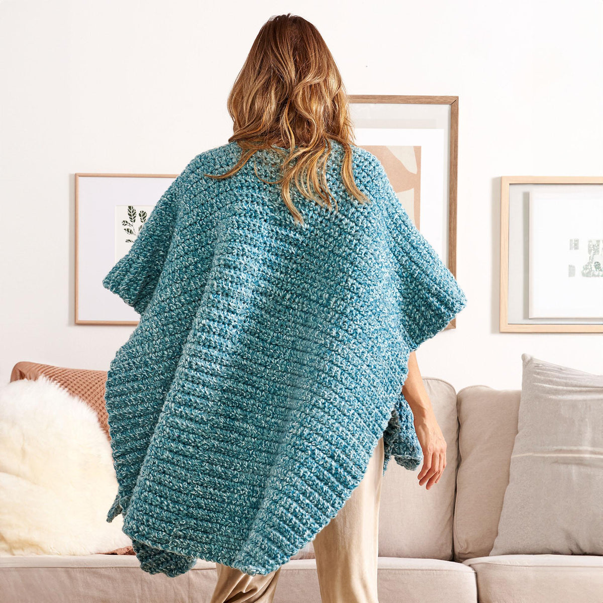 Crochet Wrap made in Bernat Forever Fleece Yarn