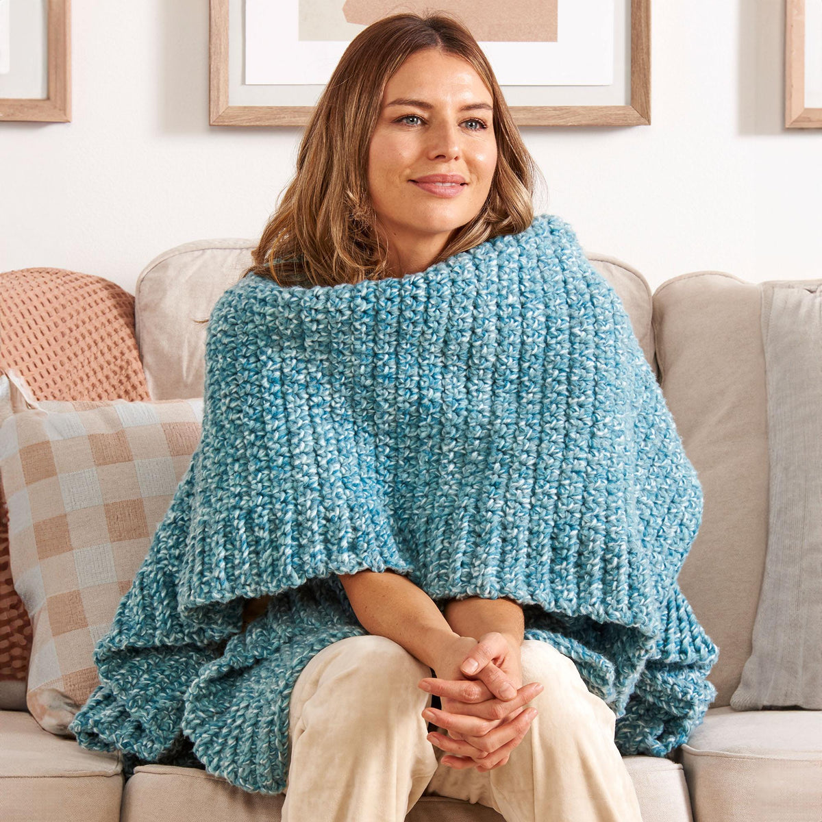 Crochet Wrap made in Bernat Forever Fleece Yarn