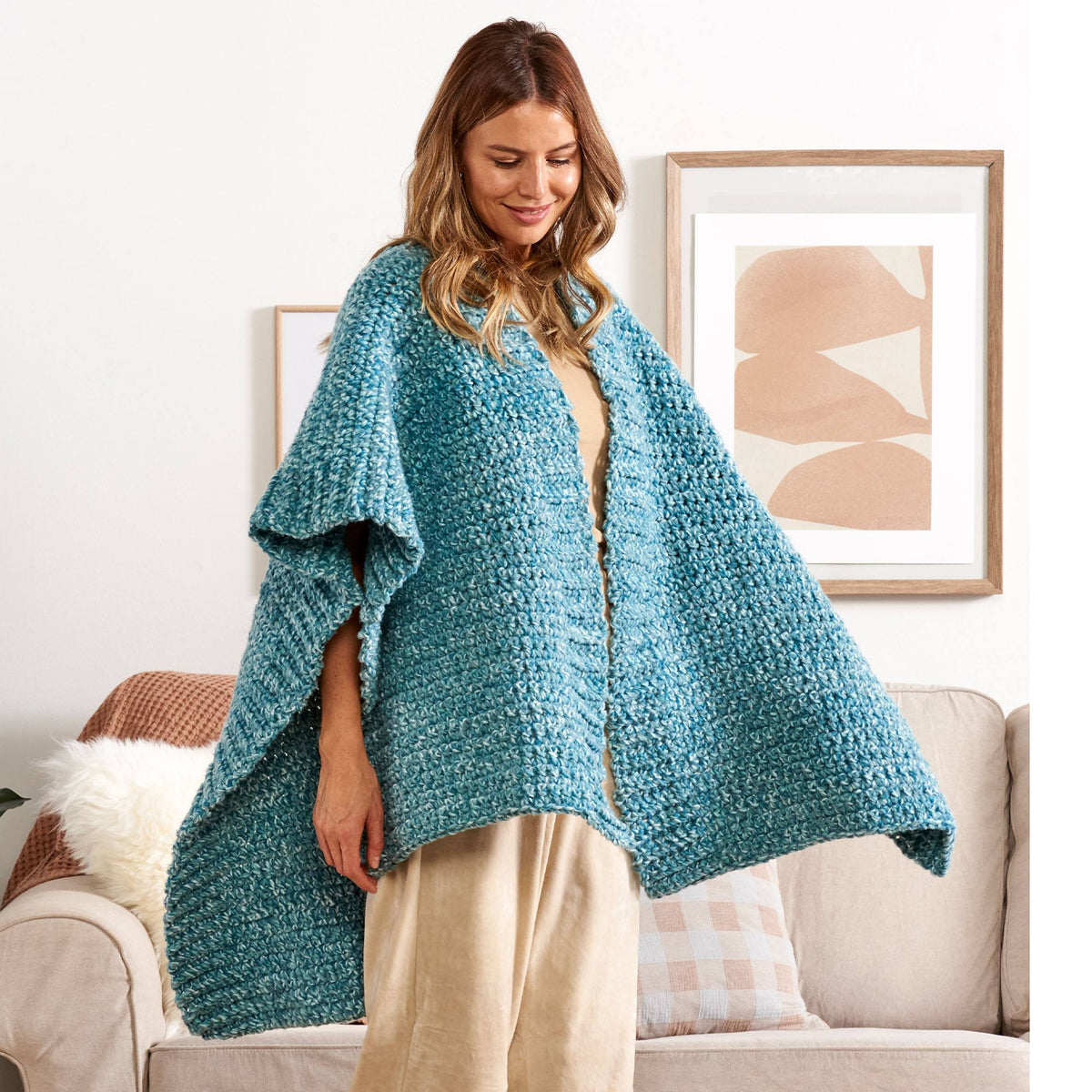 Crochet Wrap made in Bernat Forever Fleece Yarn