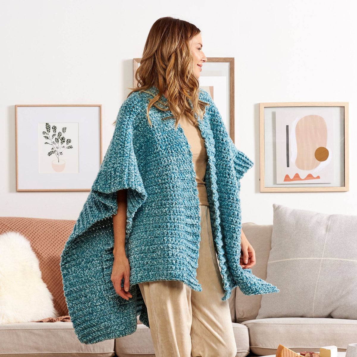 Crochet Wrap made in Bernat Forever Fleece Yarn