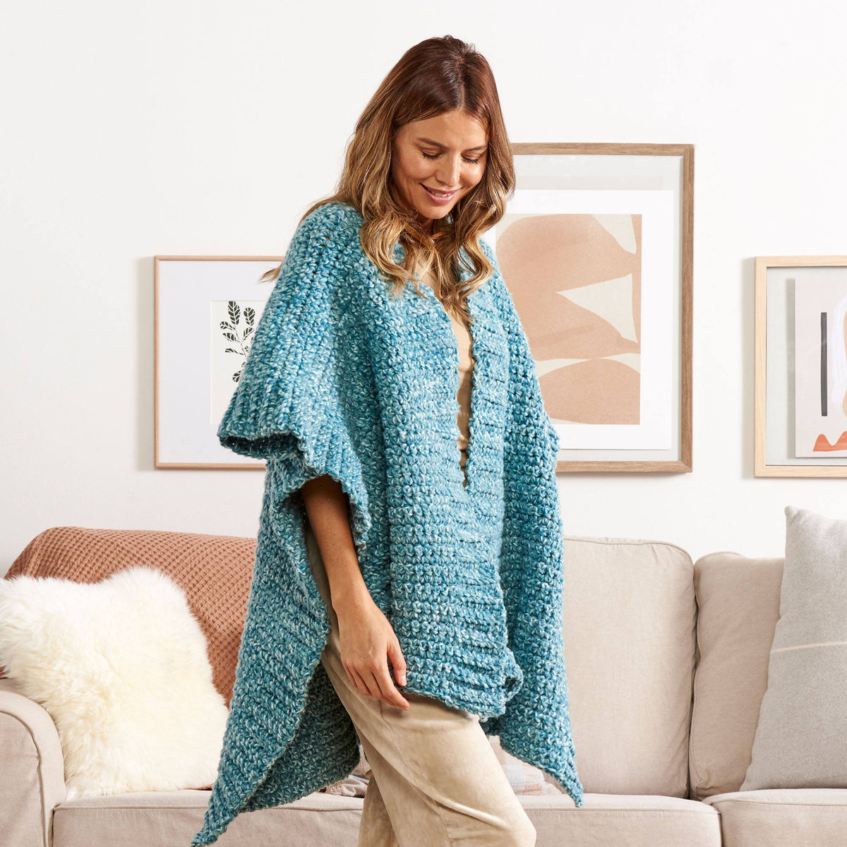 Crochet Wrap made in Bernat Forever Fleece Yarn